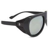 Ferrari - Ferrari Black Sunglasses with Leather Details and Polarised Mirror Lenses - Sunglasses - Ferrari