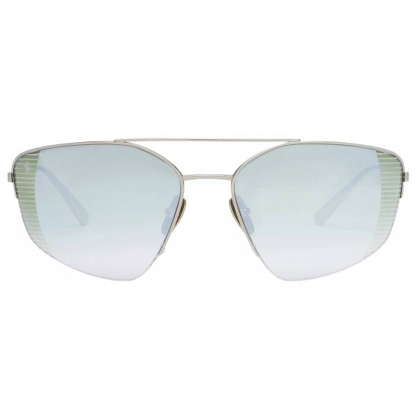 Ferrari - Ferrari Sunglasses in Silver Titanium with Gradient Green Mirror Lenses - Sunglasses - Ferrari Eyewear