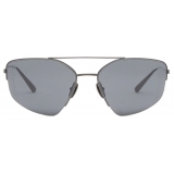 Ferrari - Ferrari Sunglasses in Silver Titanium with Gradient Green Mirror Lenses - Sunglasses - Ferrari Eyewear