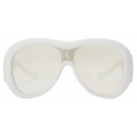 Ferrari - Limited Edition Ferrari White Leather Covered Sunglasses with Silver Mirror Lens - Sunglasses