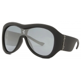 Ferrari - Limited Edition Ferrari Black Leather Covered Sunglasses with Black Mirror Lens - Sunglasses - Ferrari