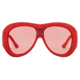 Ferrari - Limited Edition Ferrari Red Leather Covered Sunglasses with Red Mirror Lens - Sunglasses - Ferrari