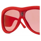 Ferrari - Limited Edition Ferrari Red Leather Covered Sunglasses with Red Mirror Lens - Sunglasses - Ferrari