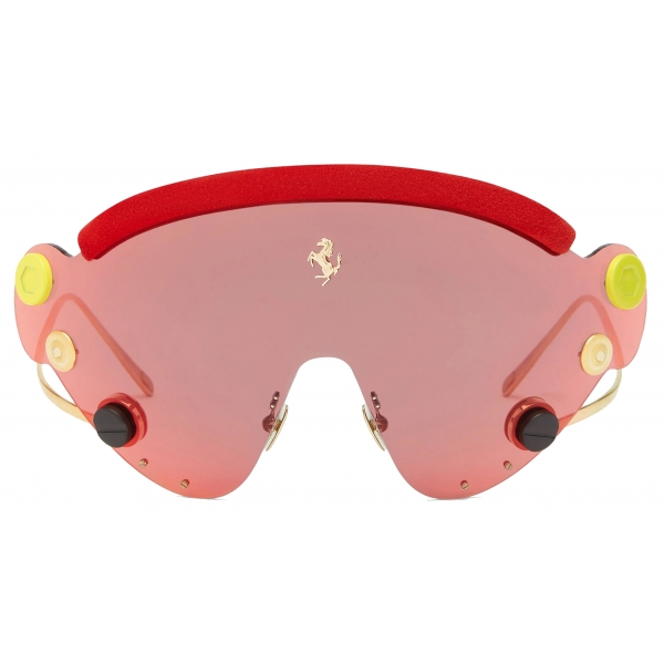 Ferrari - Limited Edition Ferrari Sunglasses in Red And Gold-Tone Metal with Red Mirror Shield - Sunglasses