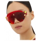 Ferrari - Limited Edition Ferrari Sunglasses in Red And Gold-Tone Metal with Red Mirror Shield - Sunglasses