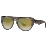 Ferrari - Ferrari Sunglasses in Grey Striped Acetate with Mirror Lenses - Sunglasses - Ferrari Eyewear