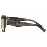 Ferrari - Ferrari Sunglasses in Grey Striped Acetate with Mirror Lenses - Sunglasses - Ferrari Eyewear