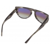 Ferrari - Ferrari Sunglasses in Grey Striped Acetate with Mirror Lenses - Sunglasses - Ferrari Eyewear