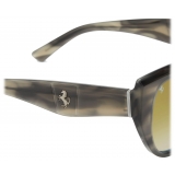 Ferrari - Ferrari Sunglasses in Grey Striped Acetate with Mirror Lenses - Sunglasses - Ferrari Eyewear