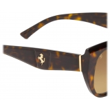 Ferrari - Ferrari Sunglasses in Grey Striped Acetate with Mirror Lenses - Sunglasses - Ferrari Eyewear