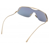 Ferrari - Ferrari Sunglasses in Gold-Tone Metal with Blue Mirror Gold Lenses - Sunglasses - Ferrari Eyewear