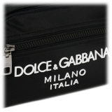 Dolce & Gabbana - Black Leather Trim Embossed Logo Belt Bag - Dolce & Gabbana Exclusive Luxury Collection