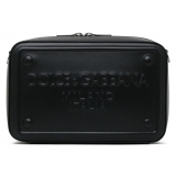 Dolce & Gabbana - Black Calf Leather Logo Embossed Crossbody Bag - Dolce & Gabbana Exclusive Luxury Collection