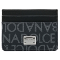 Dolce & Gabbana - Black and Grey Calf Leather Logo Jacquard Card Holder - Dolce & Gabbana Exclusive Luxury Collection