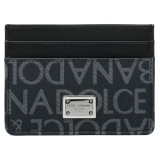 Dolce & Gabbana - Black and Grey Calf Leather Logo Jacquard Card Holder - Dolce & Gabbana Exclusive Luxury Collection