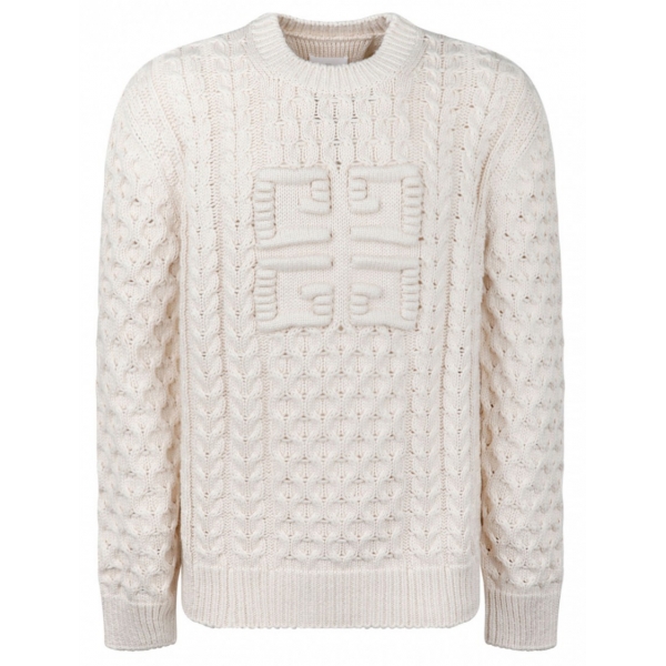 Givenchy - Givenchy Cream 4G Woven Knit Sweater - Givenchy Exclusive Luxury Collection