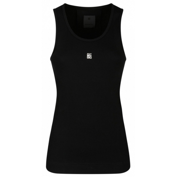 Givenchy - Black Ribbed Cotton Blend Tank Top - Givenchy Exclusive Luxury Collection