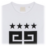 Givenchy - T-Shirt a Maniche Lunghe con Stampa Logo Bianco - Givenchy Exclusive Luxury Collection