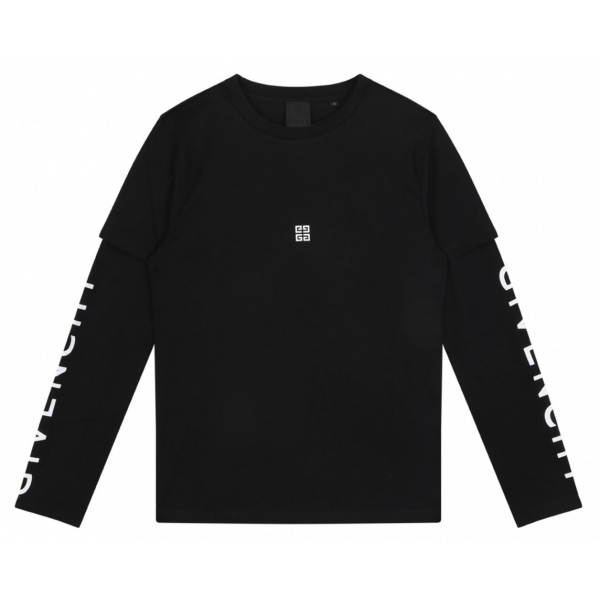 Givenchy - Black Long-Sleeved Logo T-Shirt - Givenchy Exclusive Luxury Collection