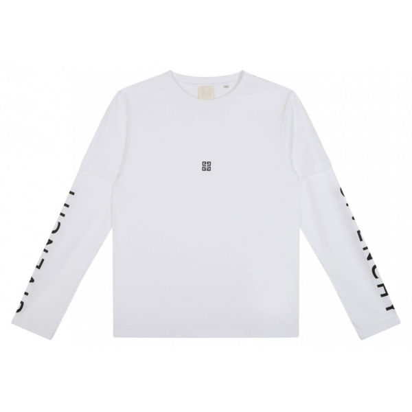 Givenchy - T-Shirt Bianca a Maniche Lunghe con Logo - Givenchy Exclusive Luxury Collection