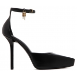 Givenchy - Black Calf Leather Lock Platform Pumps - Givenchy Exclusive Luxury Collection