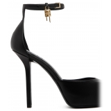 Givenchy - Black Calf Leather Lock Platform Pumps - Givenchy Exclusive Luxury Collection