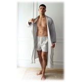 by Dariia Day - Silk Boxers - Silver Grey - Fashion - New Collection - Mulberry Silk - Artisan Silk Boxers - Luxury