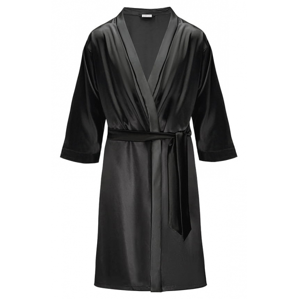 by Dariia Day - Long Silk Robe - Midnight Black - Fashion - New Collection - Mulberry Silk - Artisan Silk Robe - Luxury