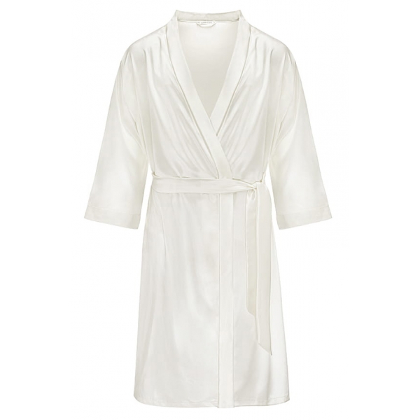 by Dariia Day - Long Silk Robe - Powder White - Fashion - New Collection - Mulberry Silk - Artisan Silk Robe - Luxury