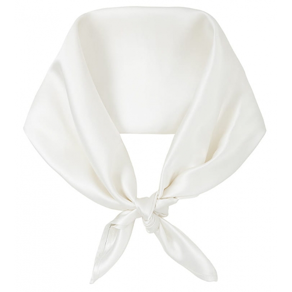 by Dariia Day - Silk Scarf Square - Powder White - Fashion - New Collection - Mulberry Silk - Artisan Silk Scarf - Luxury