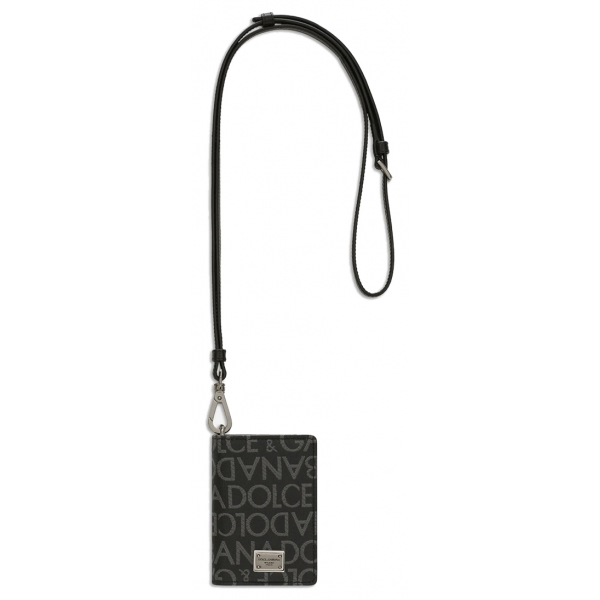 Dolce & Gabbana - Portafoglio Nero e Grigio con Logo Jacquard - Dolce & Gabbana Exclusive Luxury Collection