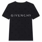 Givenchy - T-Shirt Aderente a Doppio Strato in Cotone con Tulle 4G - Givenchy Exclusive Luxury Collection