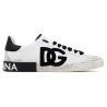 Dolce & Gabbana - White and Black Calf Leather Portofino Low Top Sneakers - Dolce & Gabbana Exclusive Luxury Collection