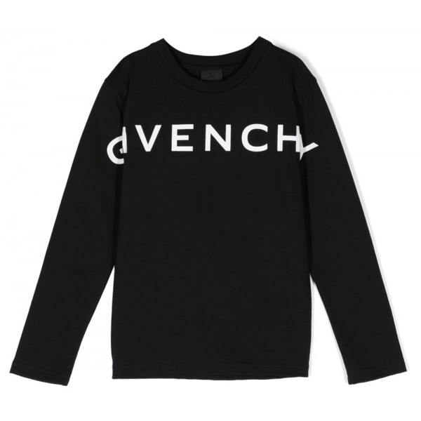 Givenchy - T-Shirt a Maniche Lunghe per Bambini in Nero - Givenchy Exclusive Luxury Collection