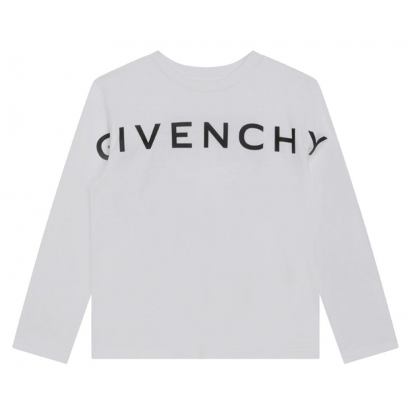 Givenchy - T-Shirt a Maniche Lunghe per Bambini in Bianco - Givenchy Exclusive Luxury Collection