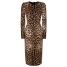 Dolce & Gabbana - Abito Midi con Stampa Leopardata Marrone - Dolce & Gabbana Exclusive Luxury Collection