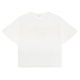 Chloé - T-Shirt con Logo Intagliato Ricamato Bianco - Chloé Exclusive Luxury Collection