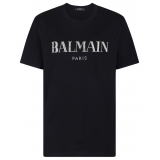 Balmain - T-Shirt Vintage Decorata con Cristalli - Nero - Balmain Exclusive Luxury Collection