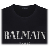 Balmain - T-Shirt Vintage Decorata con Cristalli - Nero - Balmain Exclusive Luxury Collection