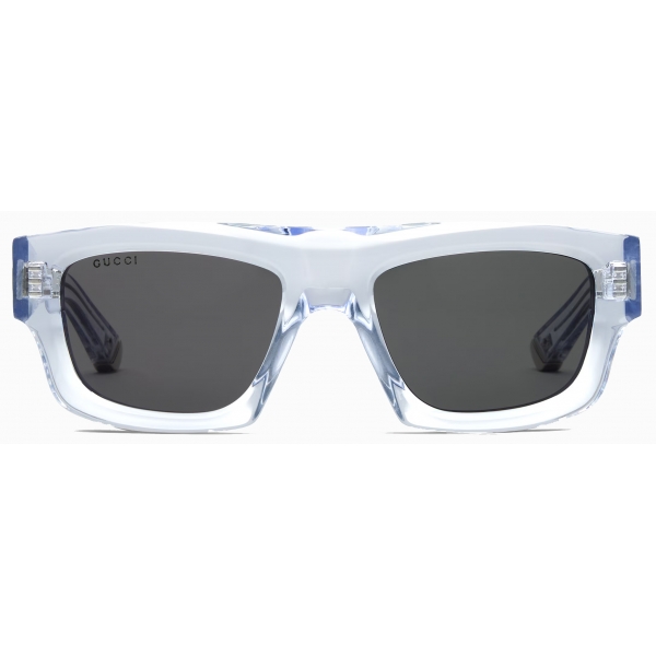 Gucci - Occhiale da Sole Rettangolari - Grigio Trasparente - Gucci Eyewear