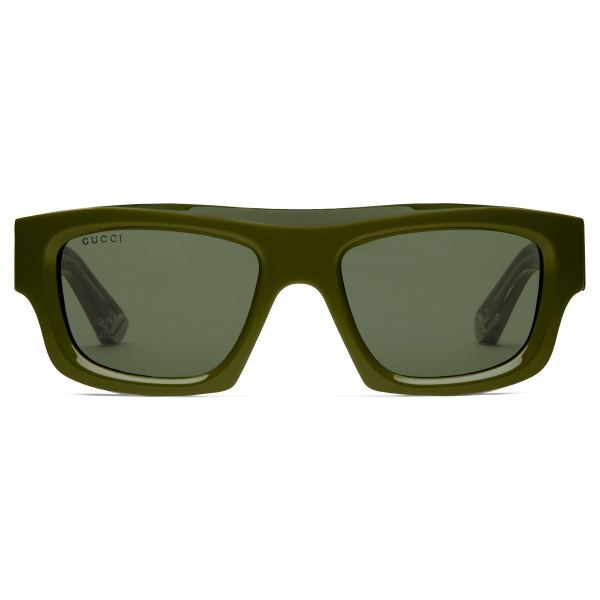 Gucci - Occhiale da Sole Rettangolari - Verde Oliva - Gucci Eyewear
