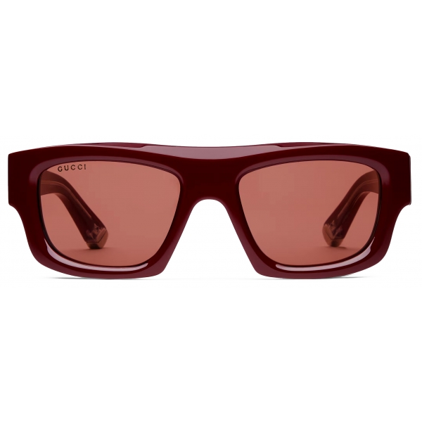 Gucci - Occhiale da Sole Rettangolari - Rosso Ancora - Gucci Eyewear