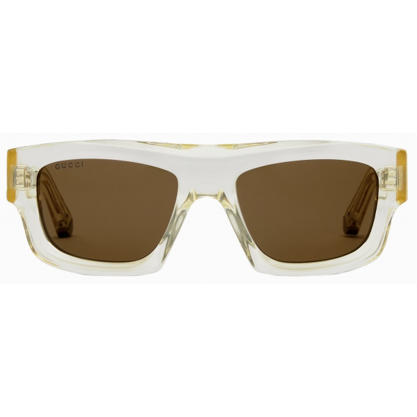 Gucci - Occhiale da Sole Rettangolari - Giallo Trasparente - Gucci Eyewear