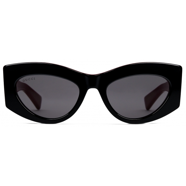 Gucci - Occhiale da Sole Cat-Eye - Nero Rosso Ancora - Gucci Eyewear