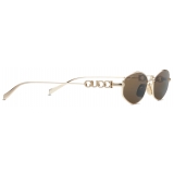 Gucci - Occhiale da Sole Ovali - Oro Marrone - Gucci Eyewear