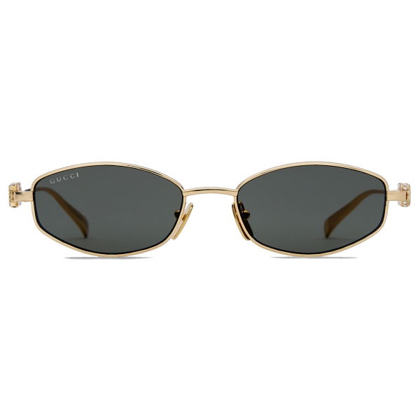Gucci - Occhiale da Sole Ovali - Oro Giallo Grigio - Gucci Eyewear
