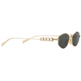 Gucci - Oval Sunglasses - Yellow Gold Grey - Gucci Eyewear