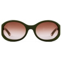 Gucci - Occhiale da Sole Rotondi - Verde Marrone - Gucci Eyewear