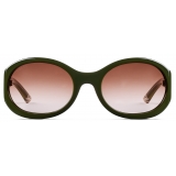 Gucci - Occhiale da Sole Rotondi - Verde Marrone - Gucci Eyewear