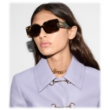 Gucci - Rectangular Sunglasses - Green Tortoiseshell Khaki - Gucci Eyewear